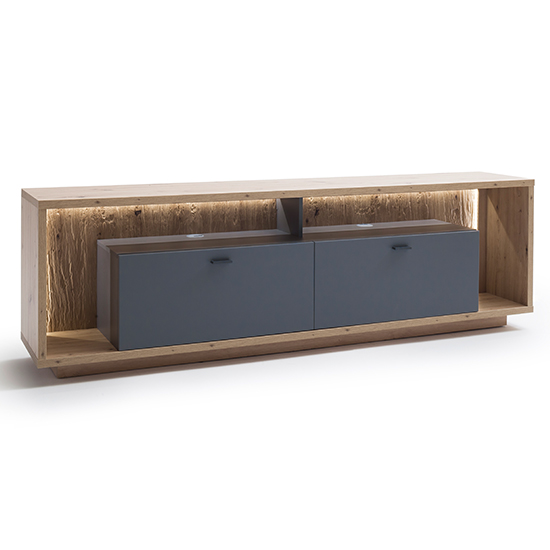 Lviv Wooden TV Stand In Royal Grey With 2 Drawers And LED_3