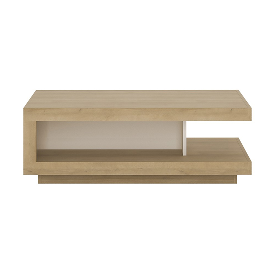 Lyco Wooden Coffee Table In Riviera Oak And White High Gloss