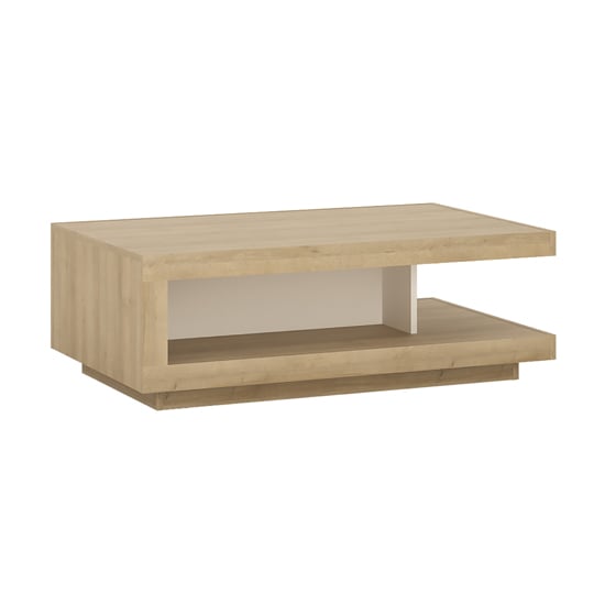 Read more about Lyco wooden coffee table in riviera oak and white high gloss