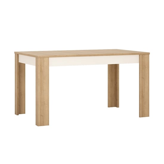 Lyco Medium Extending Wooden Dining Table In Oak White Gloss