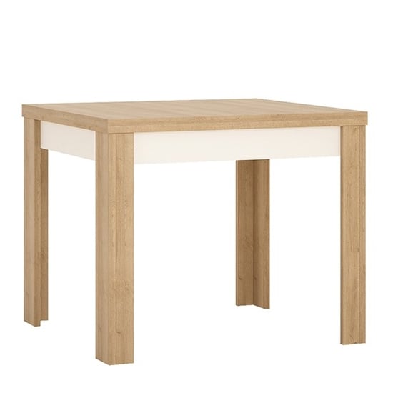 Photo of Lyco small extending wooden dining table in oak white gloss