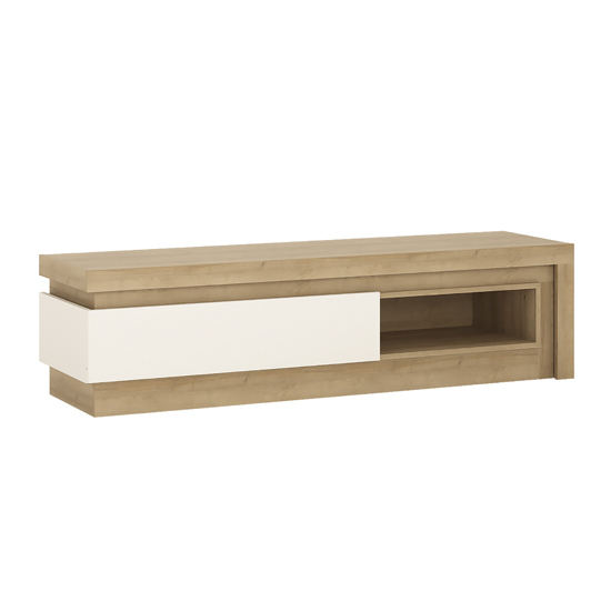 Lyco LED Wooden 1 Drawer TV Stand In Riviera Oak White Gloss