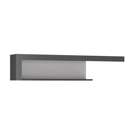 Read more about Lyco medium wooden wall shelf in platinum and light grey gloss