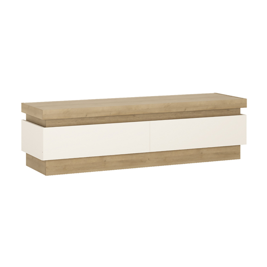 Lyco LED Wooden 2 Drawers TV Stand In Riviera Oak White Gloss_2