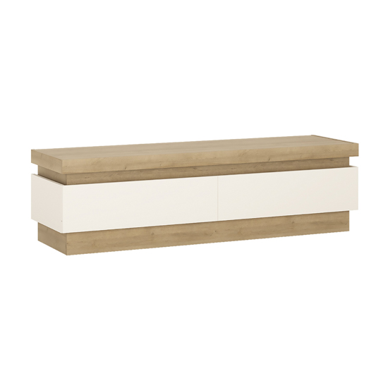 Lyco LED Wooden 2 Drawers TV Stand In Riviera Oak White Gloss