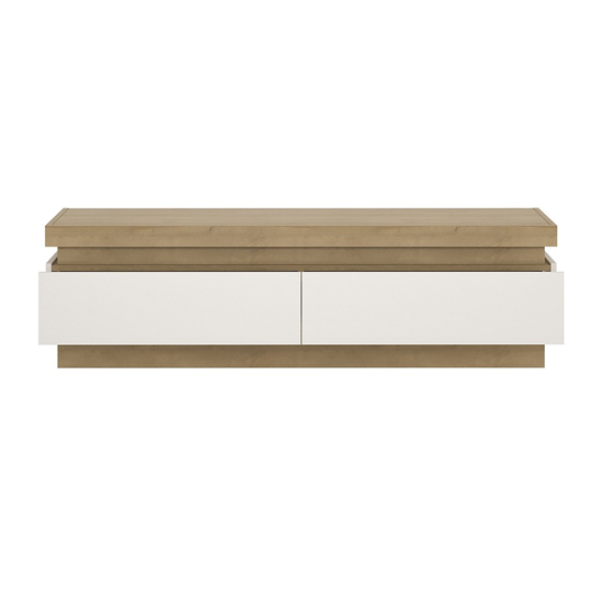 Lyco LED Wooden 2 Drawers TV Stand In Riviera Oak White Gloss_3