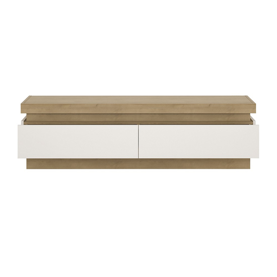 Lyco LED Wooden 2 Drawers TV Stand In Riviera Oak White Gloss