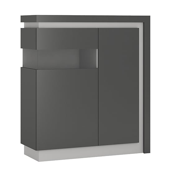 Product photograph of Lyco Gloss Display Cabinet Left In Platinum Light Grey And Led from Furniture in Fashion