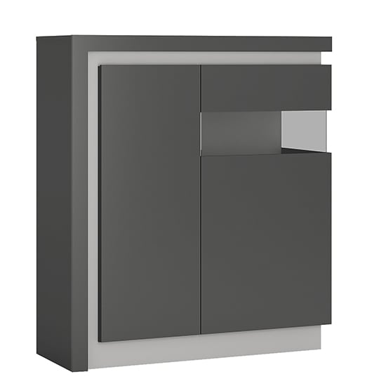 Product photograph of Lyco Gloss Display Cabinet Right In Platinum Light Grey And Led from Furniture in Fashion