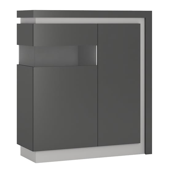 Read more about Lyco led wooden left handed display cabinet in grey gloss
