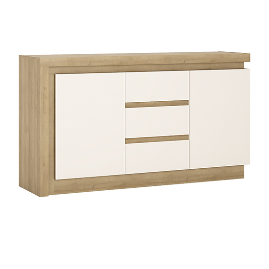 Read more about Lyco gloss sideboard with 2 doors 3 drawers in oak white and led