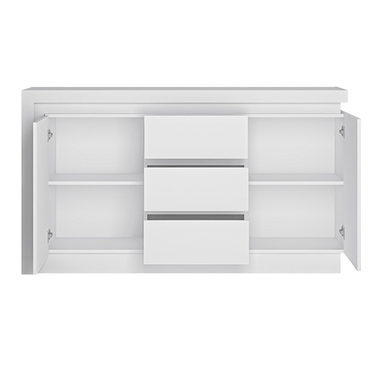 Lyco High Gloss Sideboard With 2 Doors 3 Drawers In White With LED