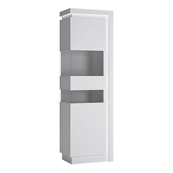 Product photograph of Lyco High Gloss Tall Display Cabinet Left In White With Led from Furniture in Fashion