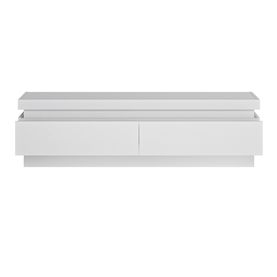 Lyco High Gloss TV Stand With 2 Drawers In White With LED
