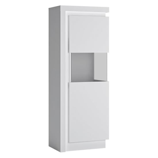 Product photograph of Lyco High Right Handed White High Gloss Display Cabinet With Led from Furniture in Fashion