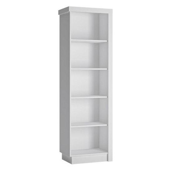 Product photograph of Lyco Left Handed High Gloss Bookcase In White from Furniture in Fashion