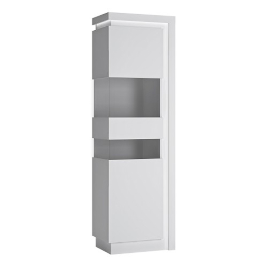Photo of Lyco tall left handed white high gloss display cabinet with led