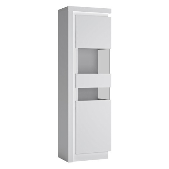 Photo of Lyco tall right handed white high gloss display cabinet with led