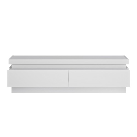 Lyco White High Gloss TV Stand With 2 Drawers And LED Lights