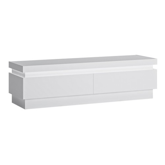 Lyco White High Gloss TV Stand With 2 Drawers And LED Lights