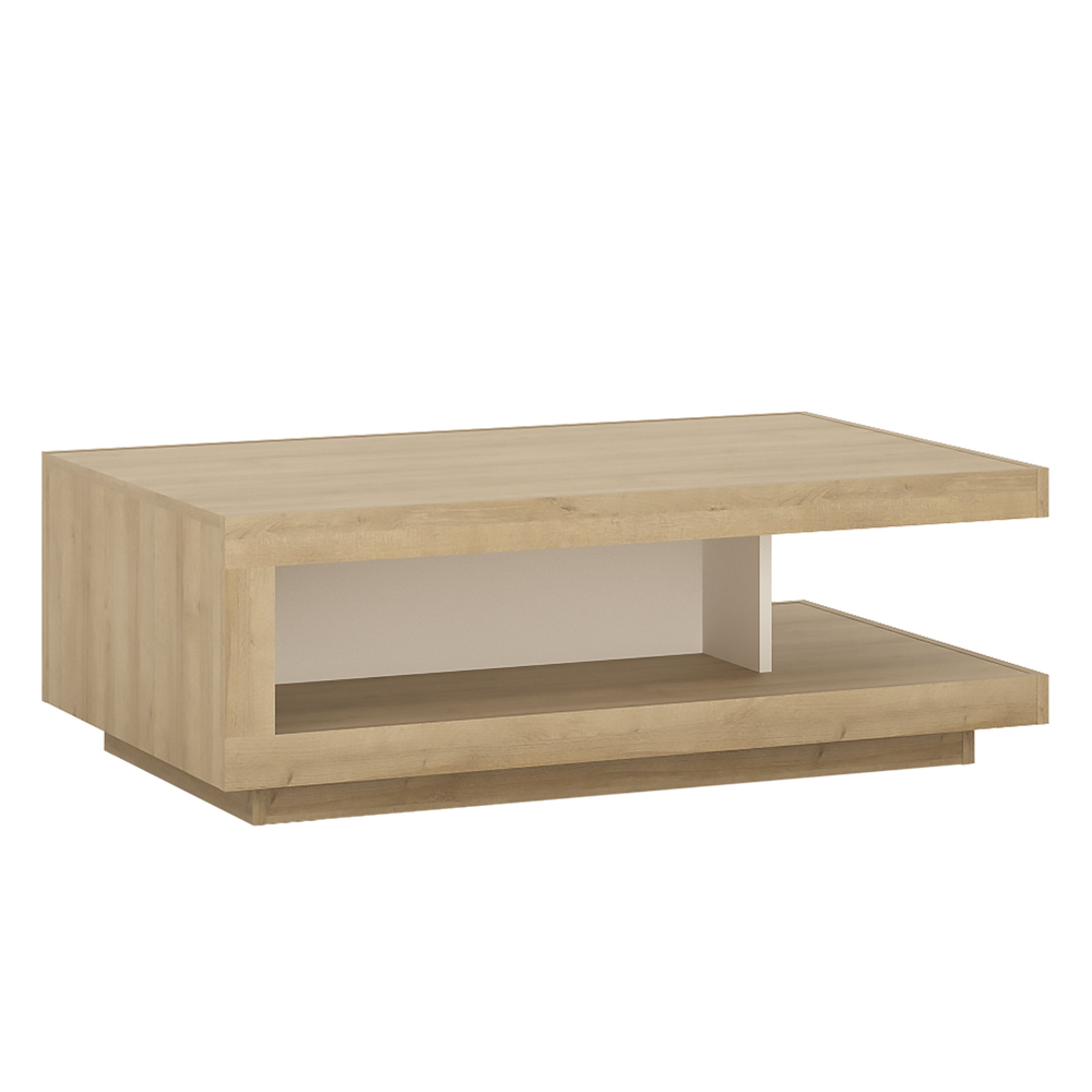 Lyco Wooden Coffee Table In Riviera Oak And White High Gloss