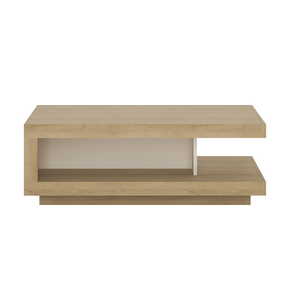 Lyco Wooden Coffee Table In Riviera Oak And White High Gloss