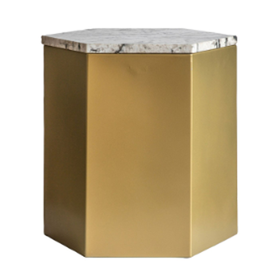 Read more about Lydim large white marble top side table with golden base