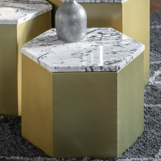 Read more about Lydim small white marble top side table with golden base