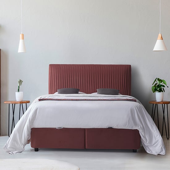 Read more about Lyla velvet upholstered storage double bed in blush