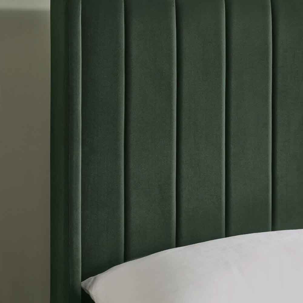 Lylis Velvet Ottoman Storage Double Bed in Bottle Green