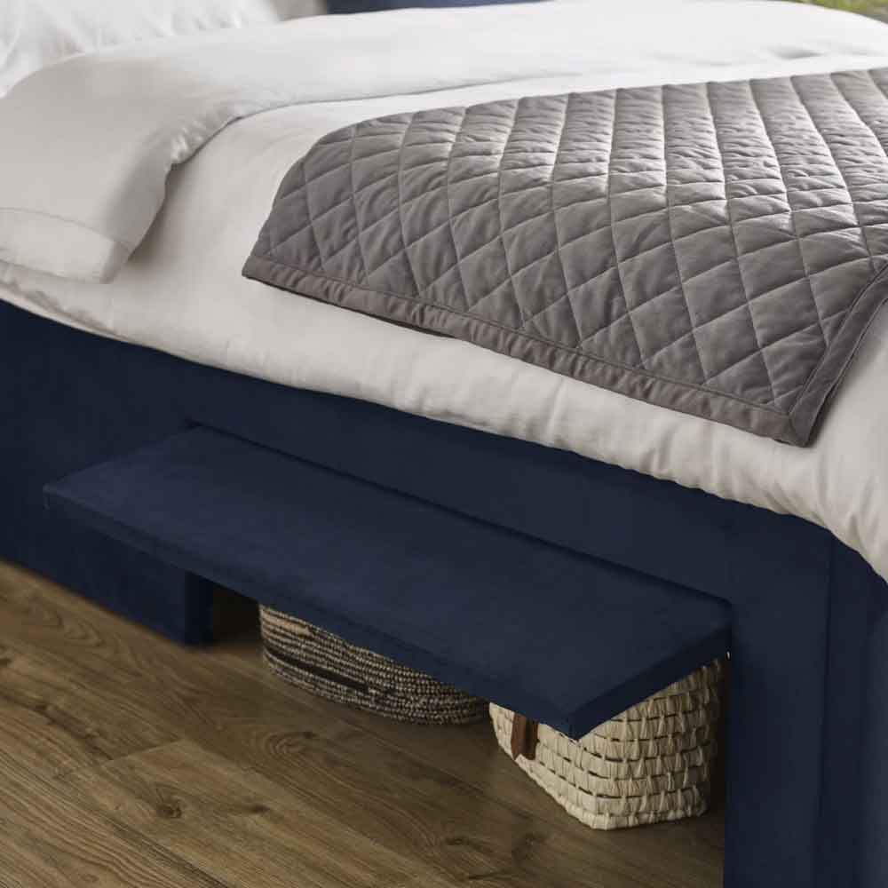 Lylis Velvet Ottoman Storage Double Bed in Royal Blue