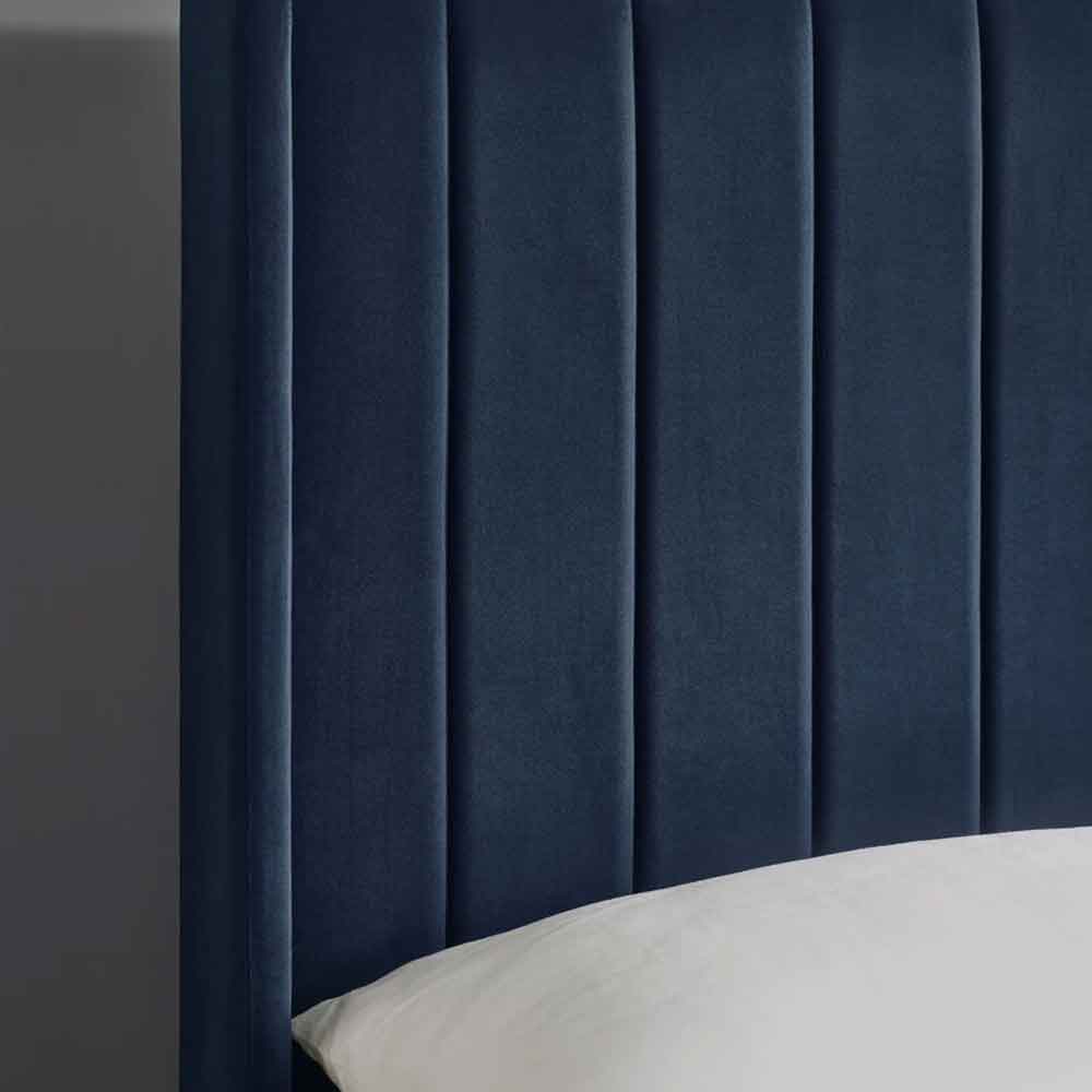 Lylis Velvet Ottoman Storage Double Bed in Royal Blue