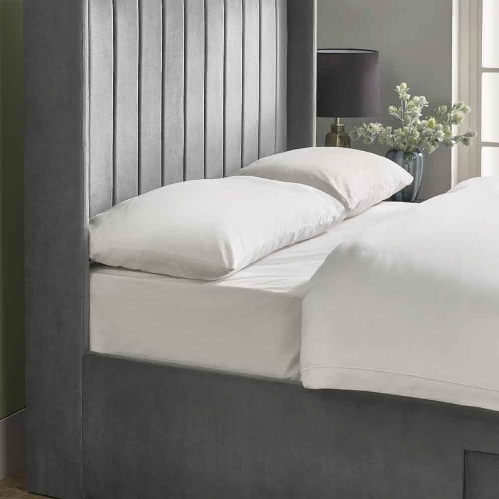 Lylis Velvet Ottoman Storage Double Bed in Steel Grey