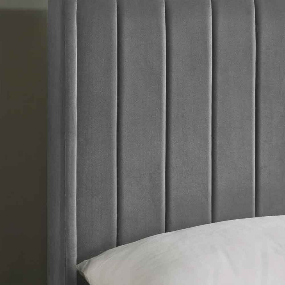 Lylis Velvet Ottoman Storage Double Bed in Steel Grey
