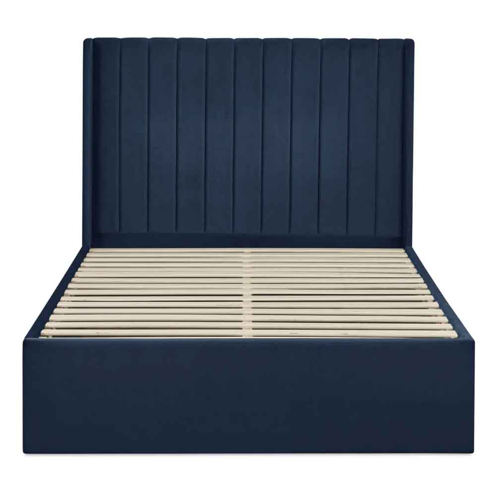 Lylis Velvet Ottoman Storage King Size Bed in Royal Blue