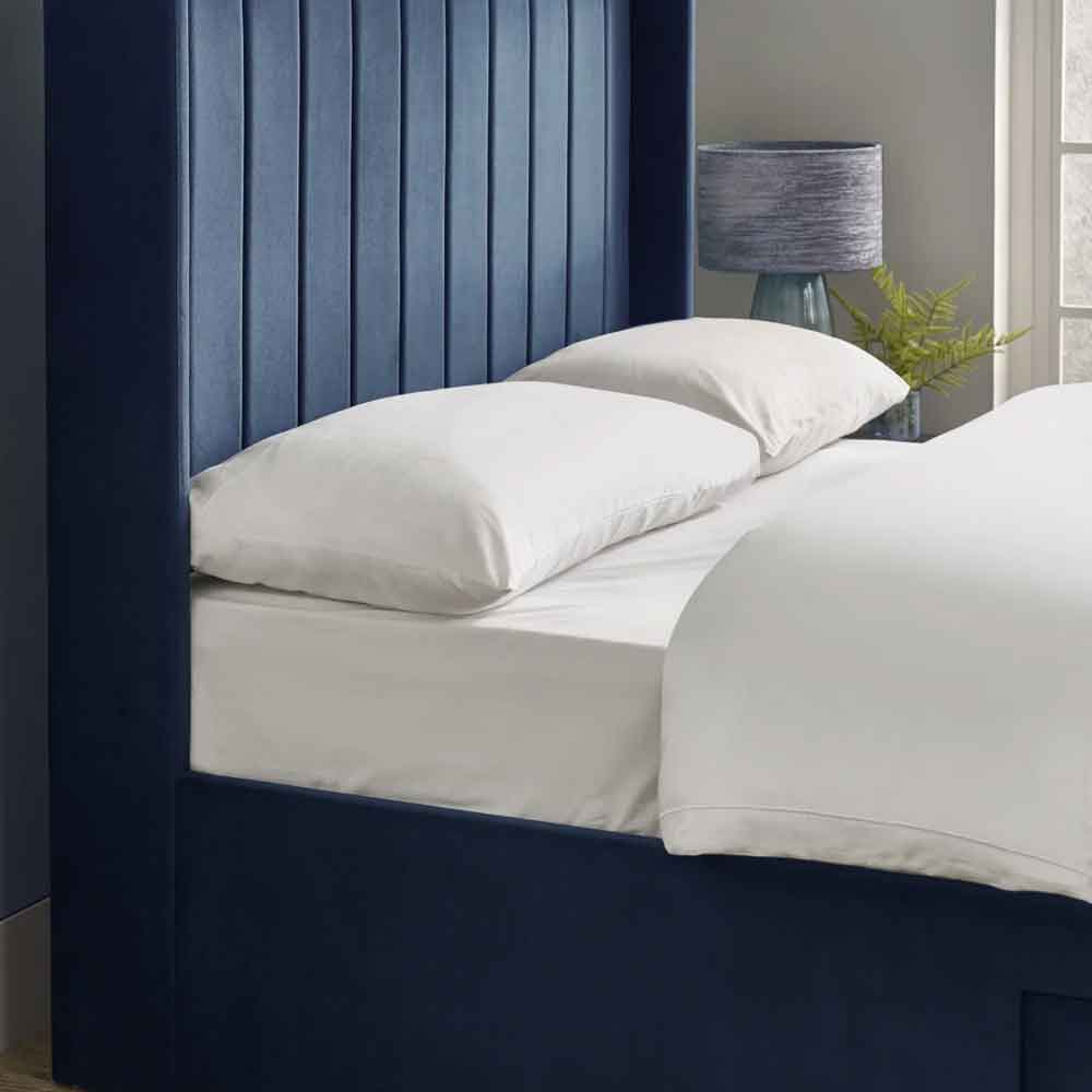 Lylis Velvet Ottoman Storage King Size Bed in Royal Blue