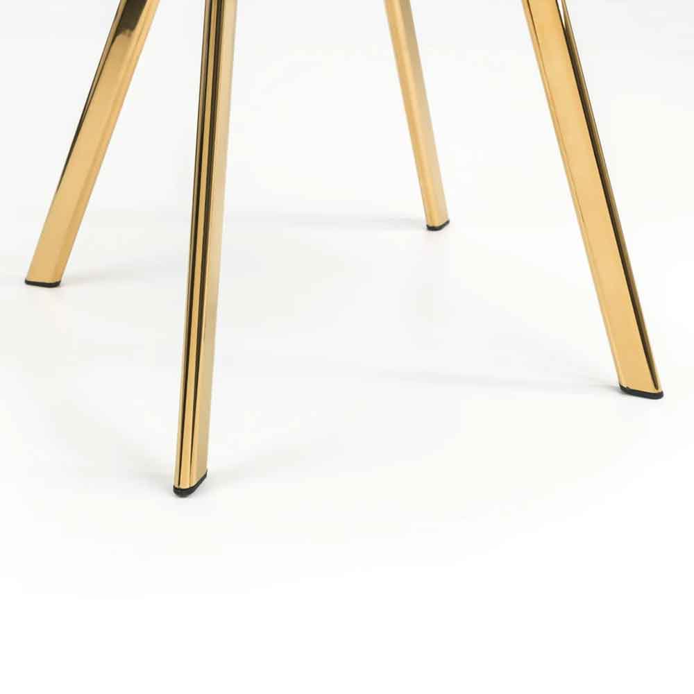 Lynaro Blue Velvet Dining Chairs with Golden Legs in Pair