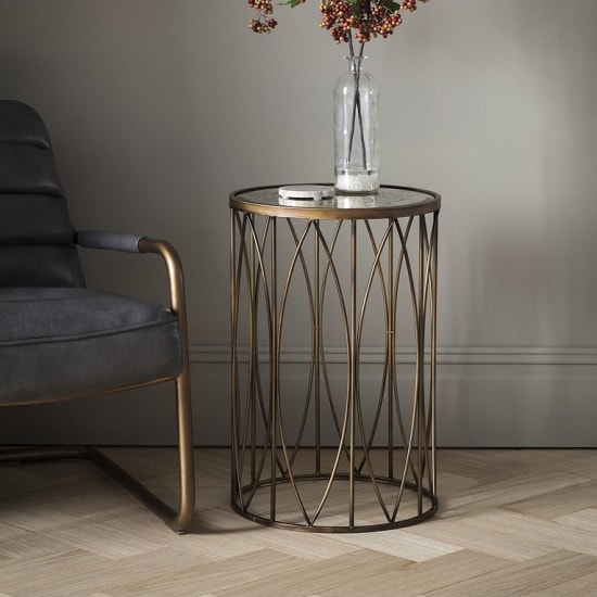 Lyndon Round Mirrored Gl Side Table With Metal Frame