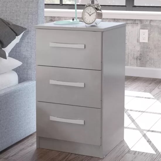 Product photograph of Lynn High Gloss Bedside Cabinet In Grey from Furniture in Fashion