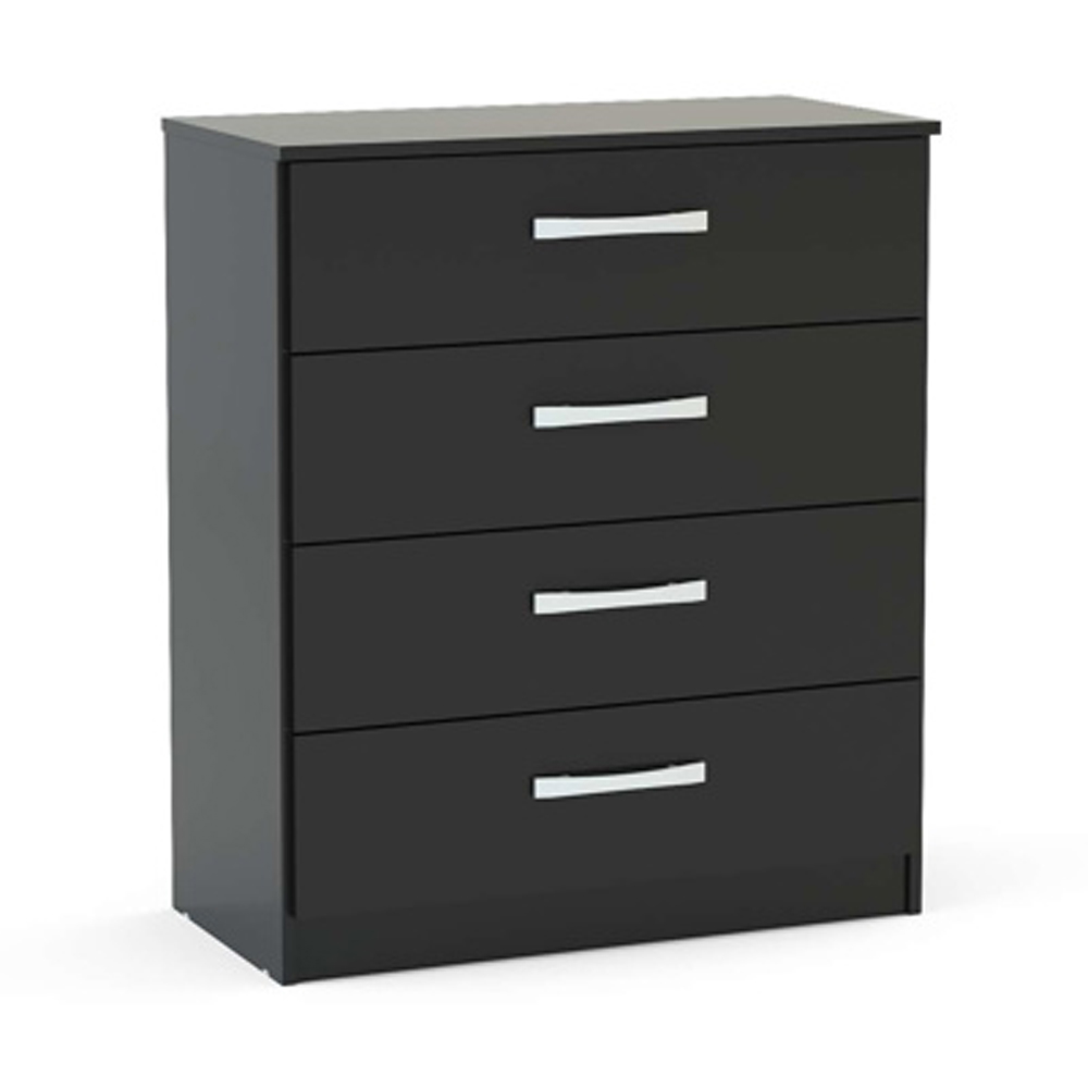 Lynn High Gloss Chest Of 4 Drawers In Black
