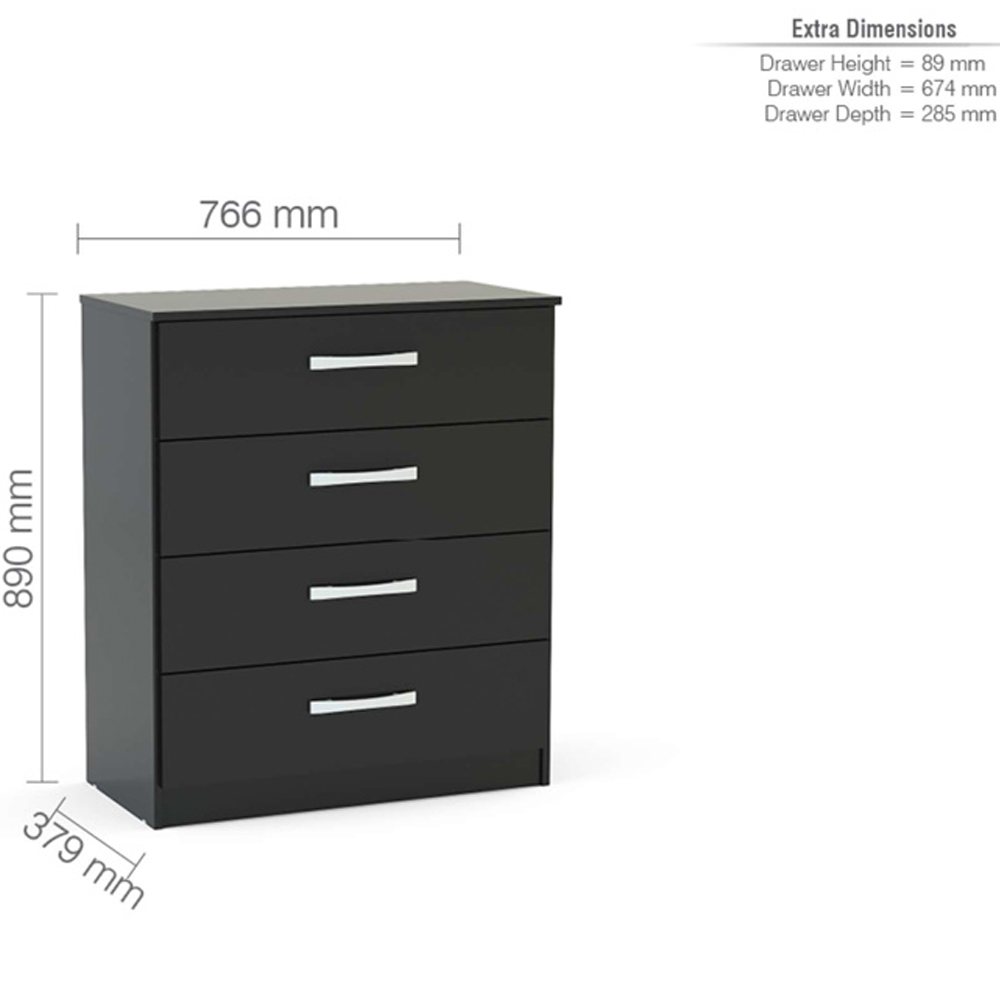 Lynn High Gloss Chest Of 4 Drawers In Black