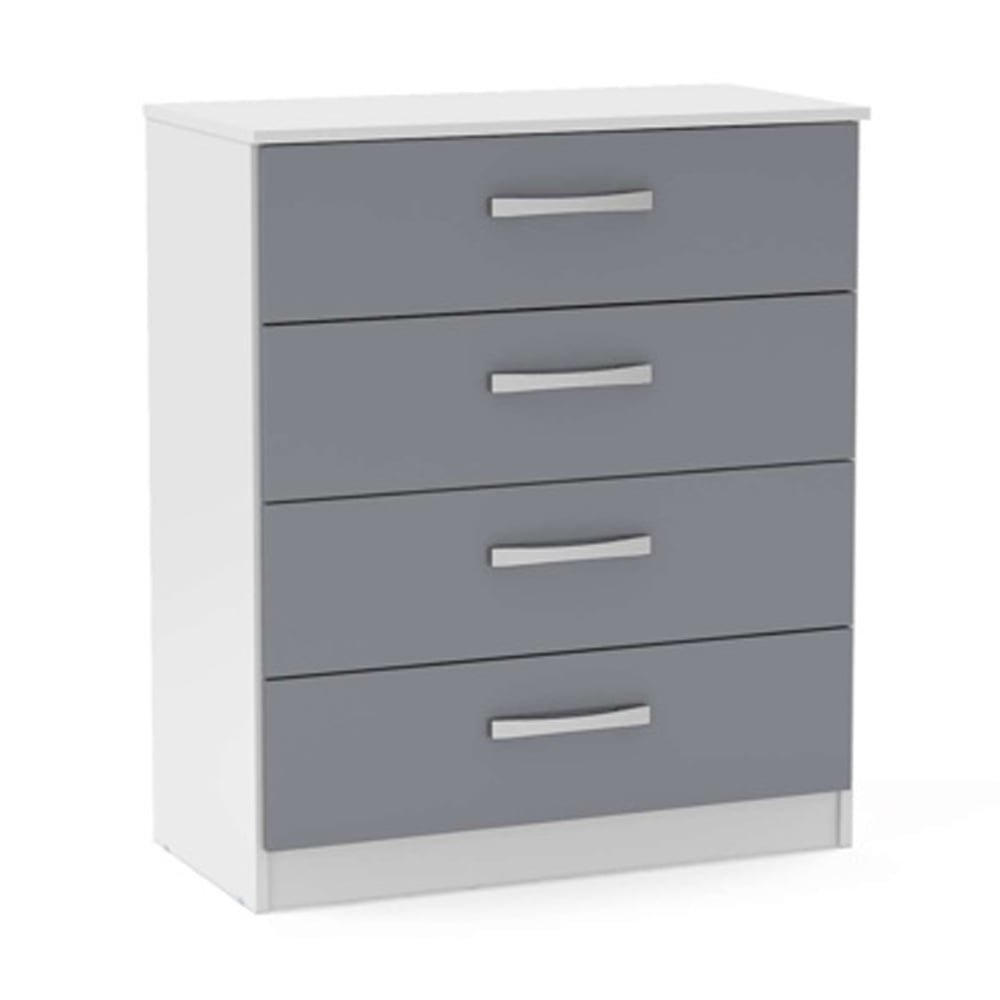 Lynn High Gloss Chest Of 4 Drawers In Grey And White