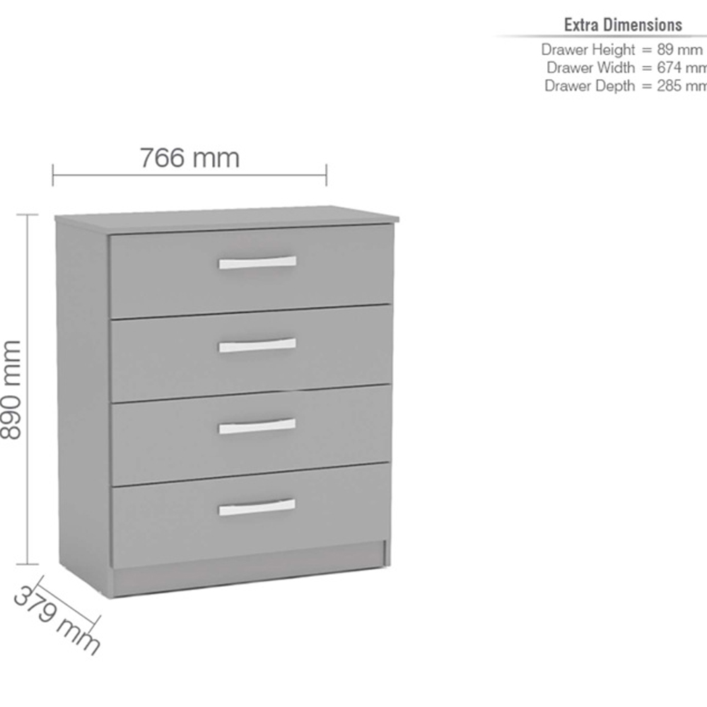 Lynn High Gloss Chest Of 4 Drawers In Grey