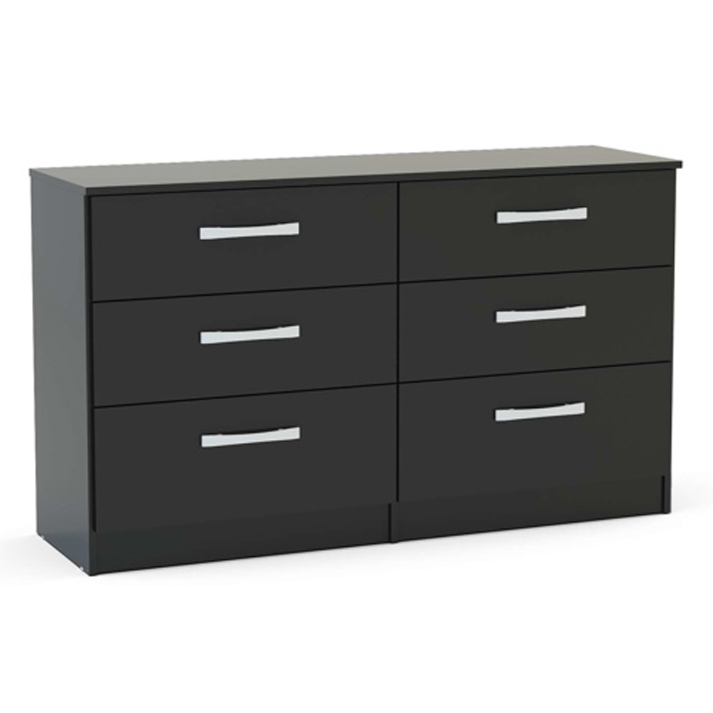 Lynn High Gloss Chest Of 6 Drawers In Black