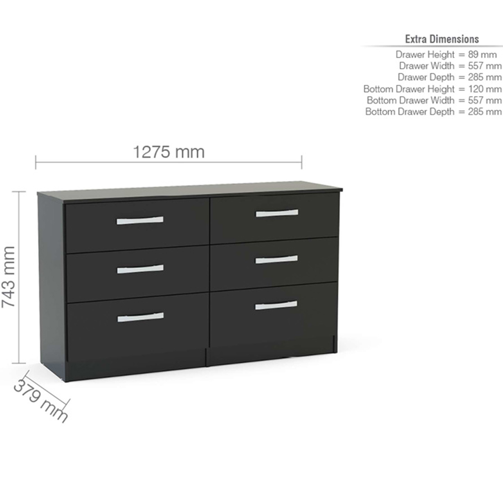 Lynn High Gloss Chest Of 6 Drawers In Black