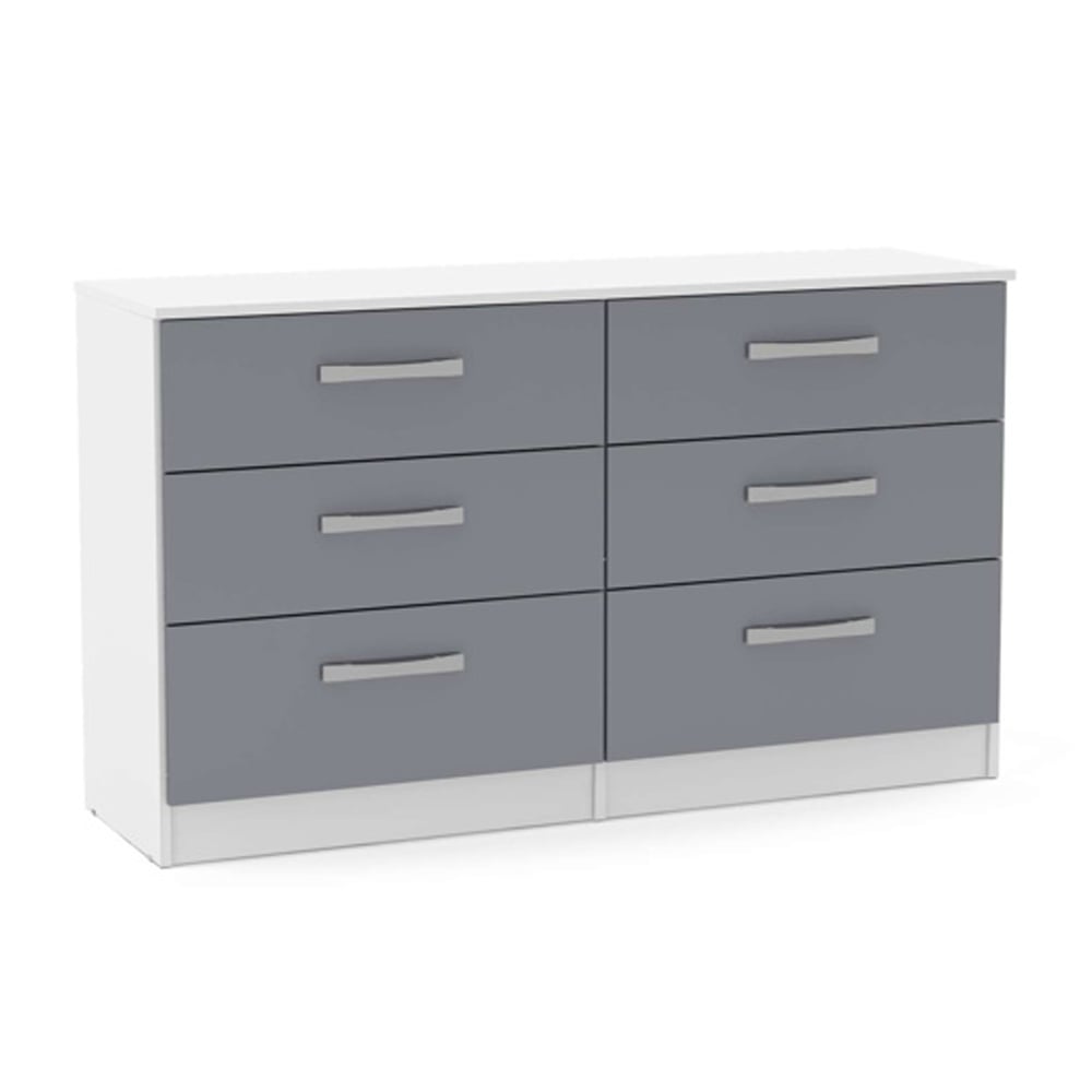 Lynn High Gloss Chest Of 6 Drawers In Grey And White