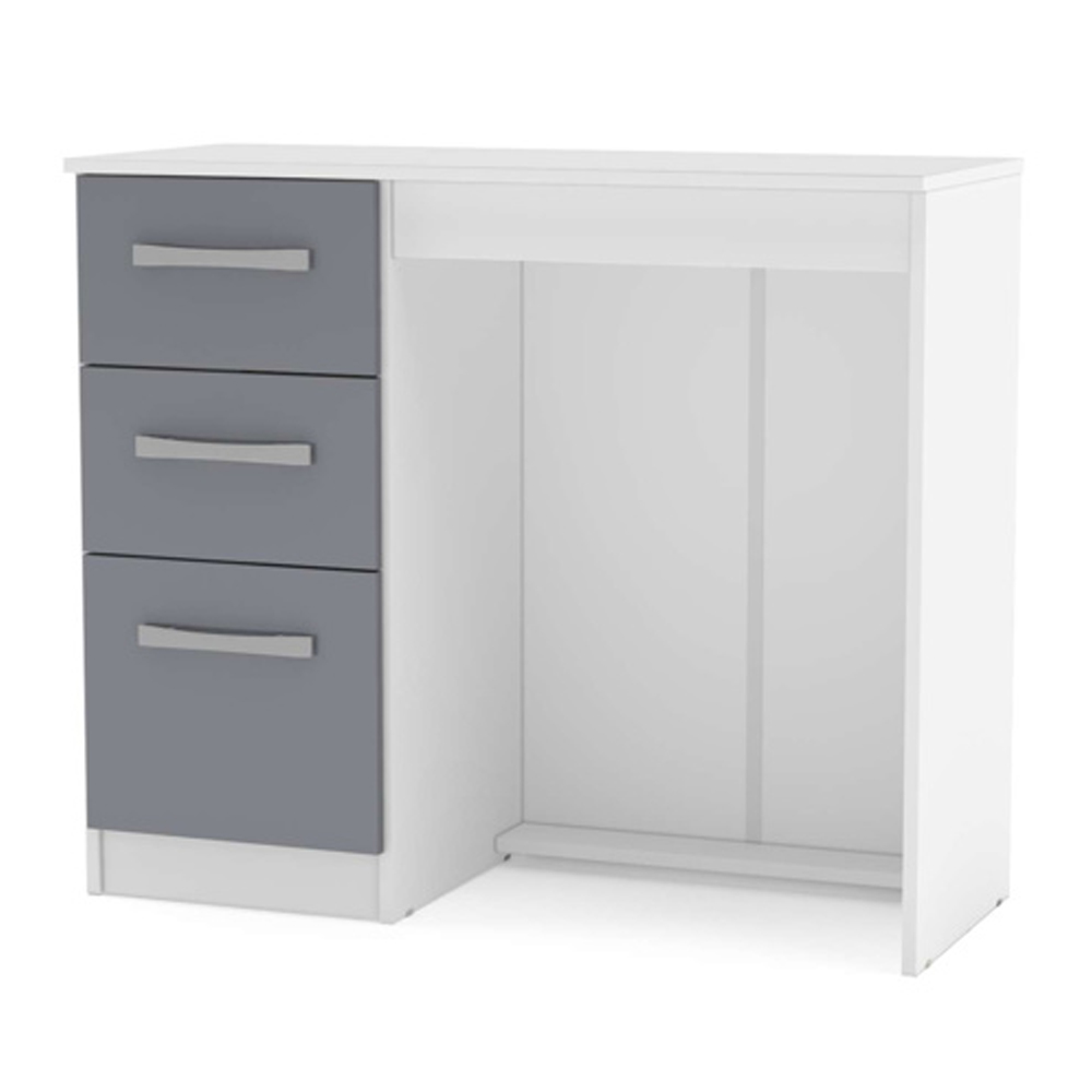 Lynn High Gloss Dressing Table With 3 Drawers In Grey And White