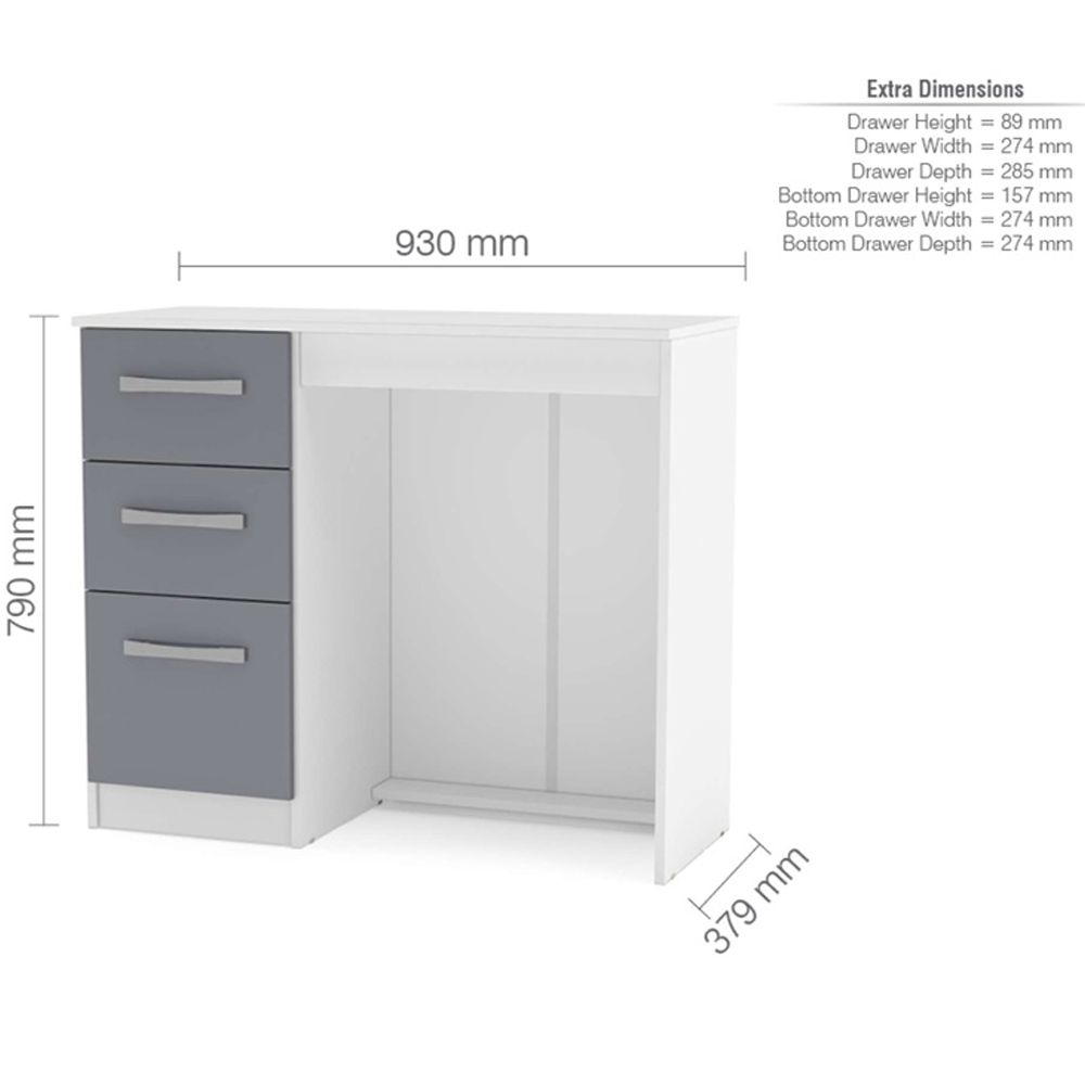 Lynn High Gloss Dressing Table With 3 Drawers In Grey And White