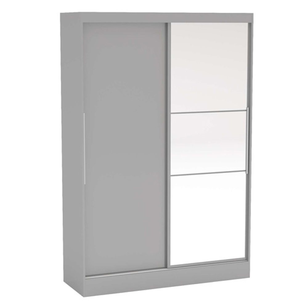 Lynn Mirrored Wardrobe With 2 Sliding Doors In Grey High Gloss