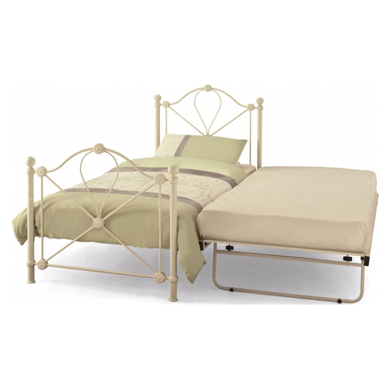 Lyon Metal Single Bed With Guest Bed In Ivory_2